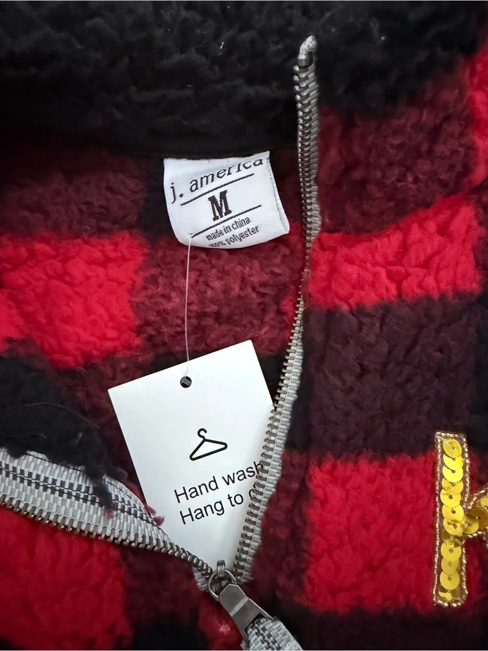 Womens KC Plaid Pullover with sequins M
